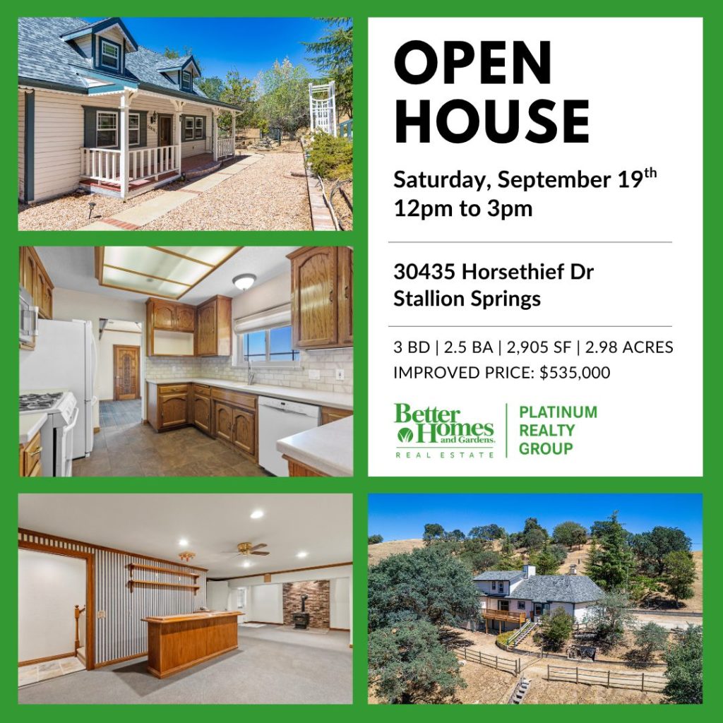 Open House - 30435 Horsethief Dr, Tehachapi - Stallion Springs