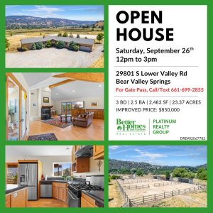 29801 S Lower Valley Rd Bear Valley Springs Open House 9/26/2026